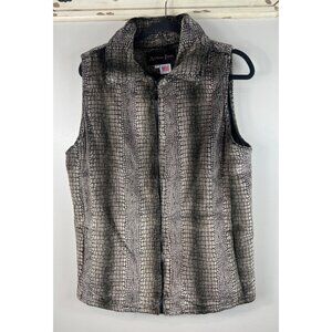 Andrea Faye Vest Woman’s Gray & Black Snakeskin Print Full Zip XL